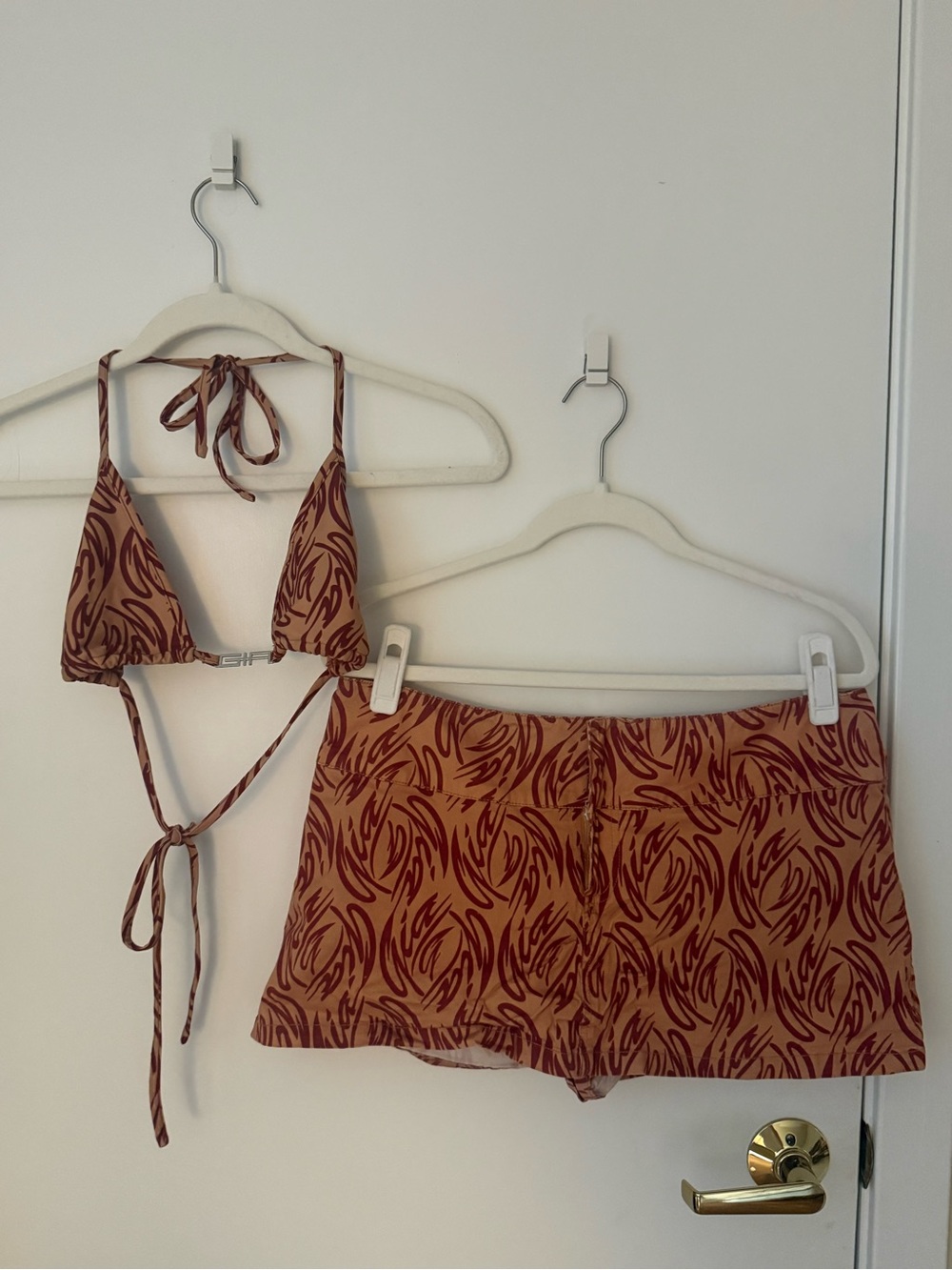 I AM GIA Brown & Burgundy Patterned Two-Piece Swim Set